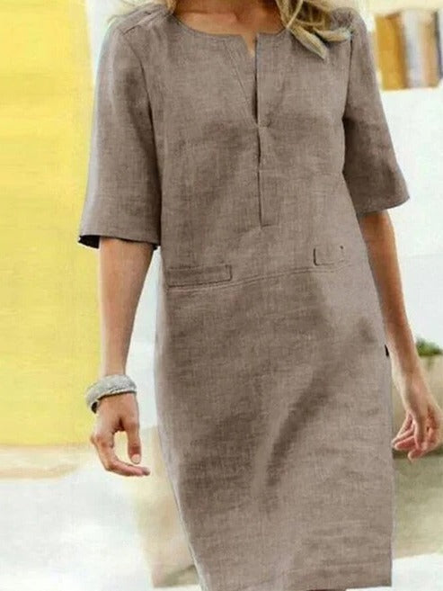 Robe D'Été Pour Femme À Manches Courtes Minimaliste Par Amawinc Polyvalente Pour Jour Et Soir