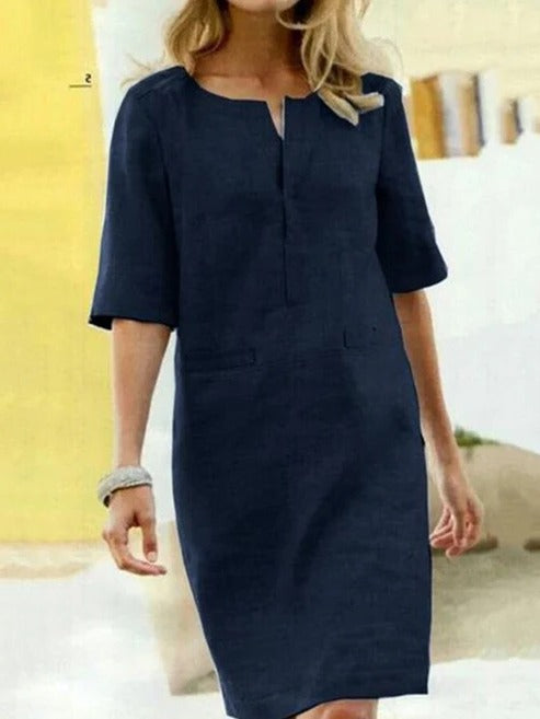 Robe D'Été Pour Femme À Manches Courtes Minimaliste Par Amawinc Polyvalente Pour Jour Et Soir