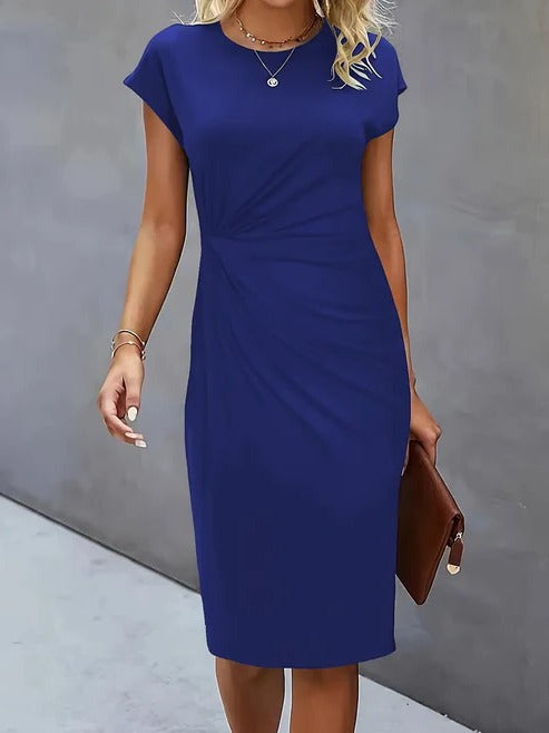 Robe Midi Femme Professionnelle Amawinc Col Rond Élégante Et Polyvalente Pour Bureau Et Événements