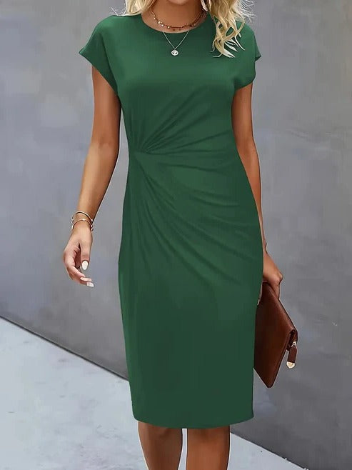 Robe Midi Femme Professionnelle Amawinc Col Rond Élégante Et Polyvalente Pour Bureau Et Événements