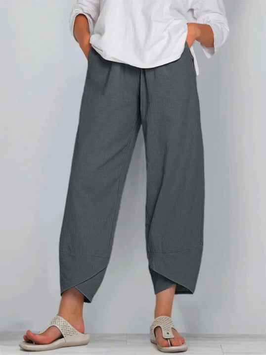Pantalon Femme Léger À Coupe Cropped Confortable Et Décontracté Pour Tous Les Jours