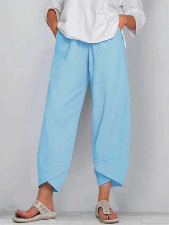 Pantalon Femme Léger À Coupe Cropped Confortable Et Décontracté Pour Tous Les Jours