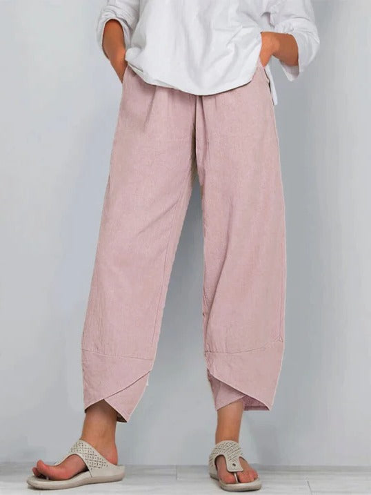 Pantalon Femme Léger À Coupe Cropped Confortable Et Décontracté Pour Tous Les Jours