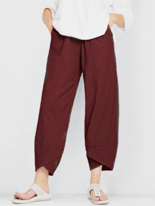Pantalon Femme Léger À Coupe Cropped Confortable Et Décontracté Pour Tous Les Jours
