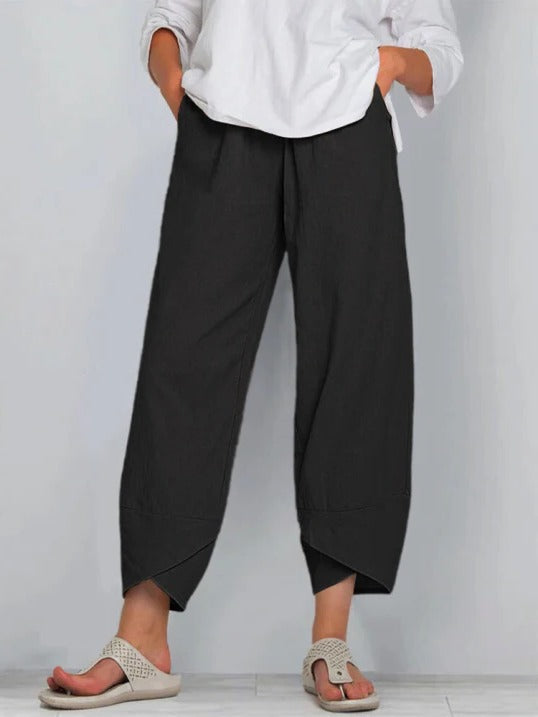 Pantalon Femme Léger À Coupe Cropped Confortable Et Décontracté Pour Tous Les Jours