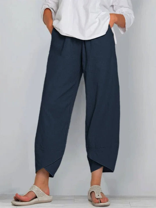 Pantalon Femme Léger À Coupe Cropped Confortable Et Décontracté Pour Tous Les Jours