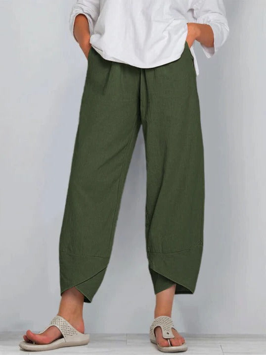 Pantalon Femme Léger À Coupe Cropped Confortable Et Décontracté Pour Tous Les Jours