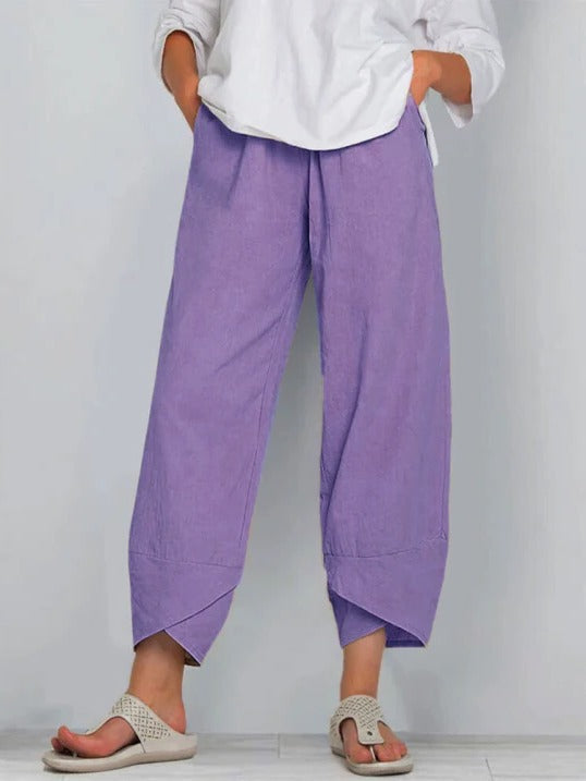 Pantalon Femme Léger À Coupe Cropped Confortable Et Décontracté Pour Tous Les Jours