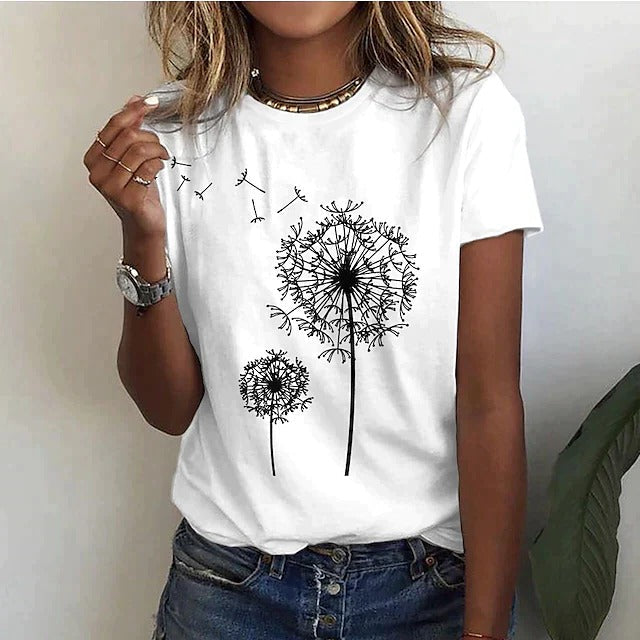 T Shirt Femme Été À Encolure Ronde Léger Confortable Polyvalent Pour Bureau Et Sorties