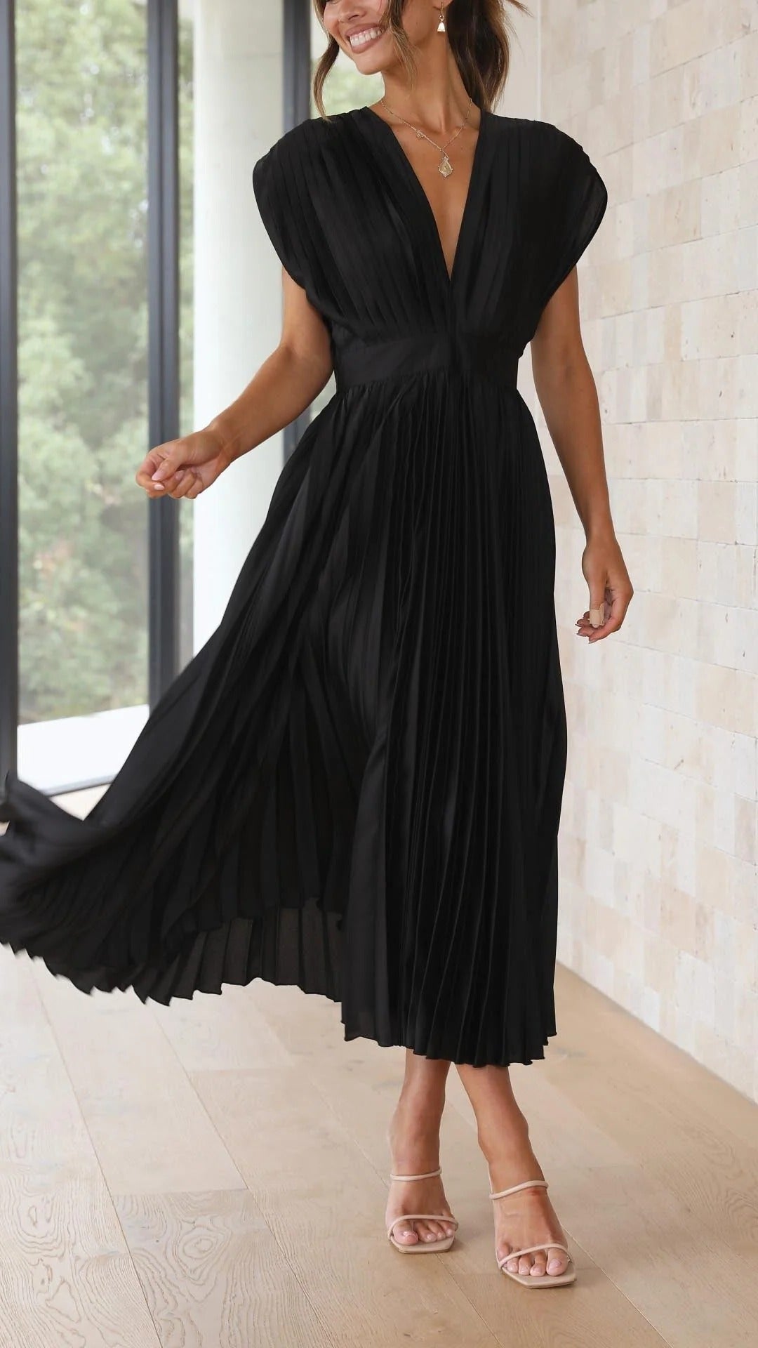 Robe Maxi Plissée Encolure V Pour Femme Amawinc Élégante Idéale Pour Événements Formels Et Journées Chic