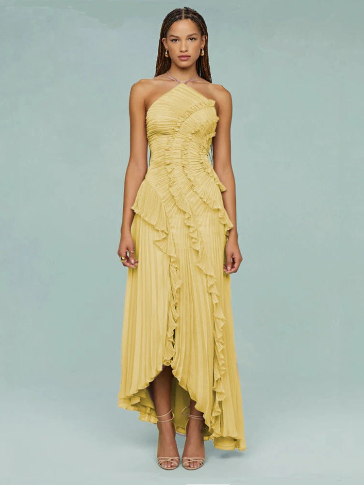 Amawinc Robe Maxi Plissée À Une Épaule Pour Femme Soirée Élégante Et Événement Spécial