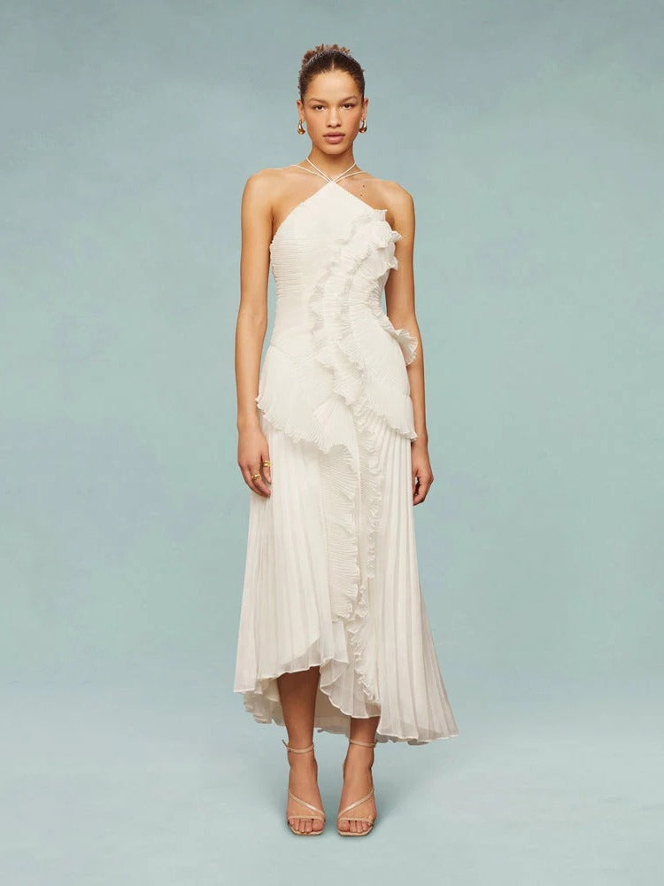 Amawinc Robe Maxi Plissée À Une Épaule Pour Femme Soirée Élégante Et Événement Spécial