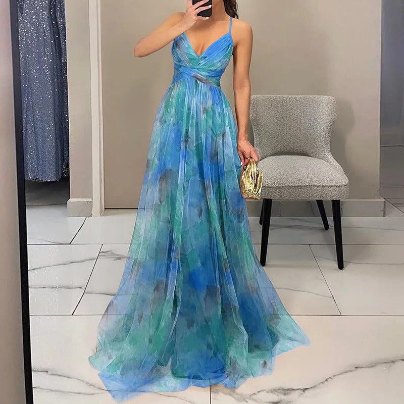 Robe Maxi Plissée Fleurie Pour Femme Amawinc Encolure Croisée Élégance Jardin Soirée Mariage