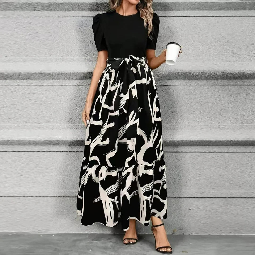 Robe Maxi Femme À Motifs Floraux Taille Haute Avec Nœud Avant Liant Pour Étés Et Événements Semi Formels