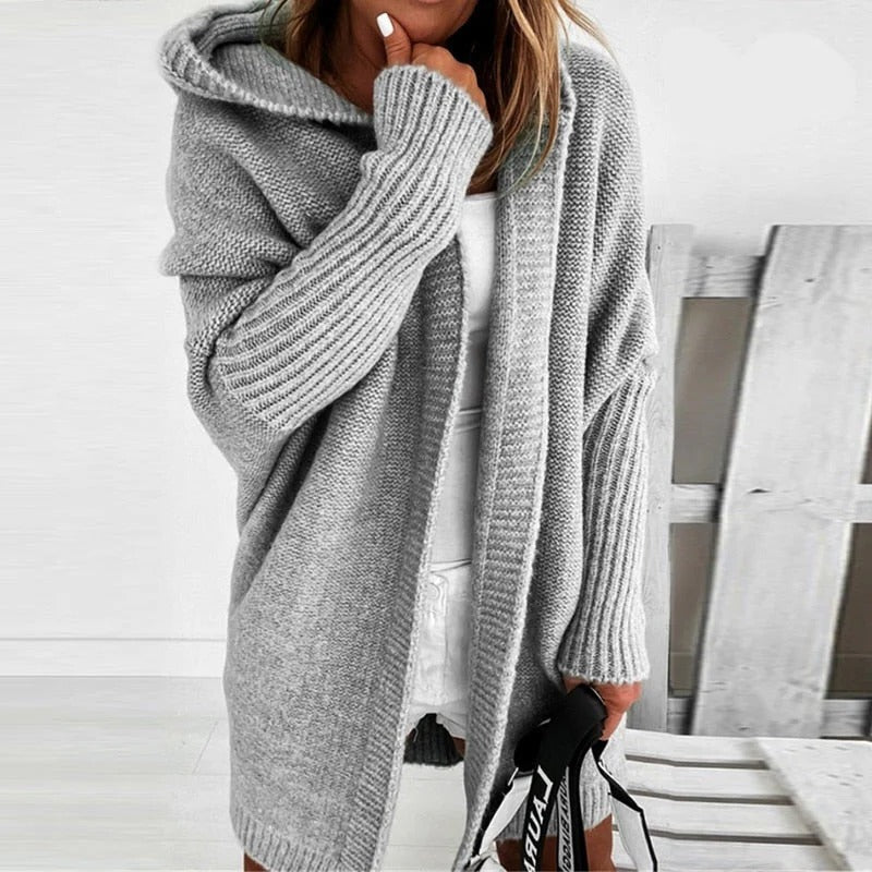 Cardigan En Maille À Capuche Oversize Amawinc Confort Décontracté Pour Automne Et Hiver
