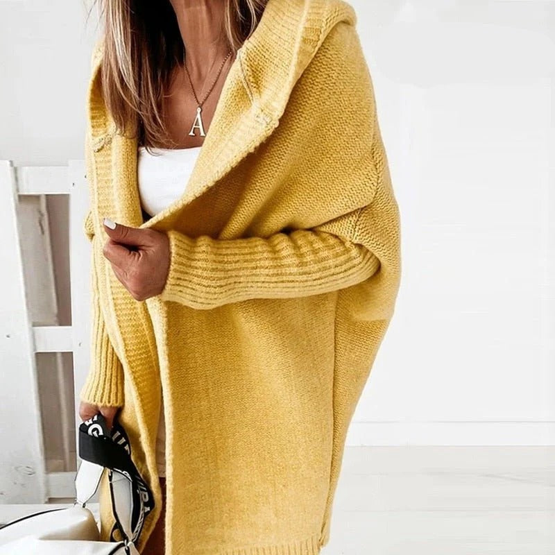 Cardigan En Maille À Capuche Oversize Amawinc Confort Décontracté Pour Automne Et Hiver