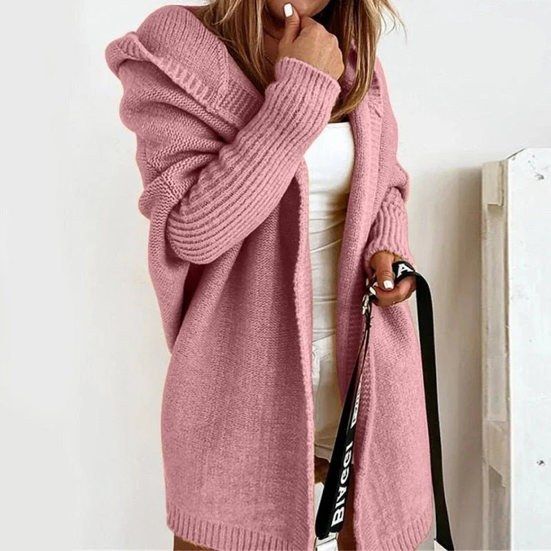 Cardigan En Maille À Capuche Oversize Amawinc Confort Décontracté Pour Automne Et Hiver