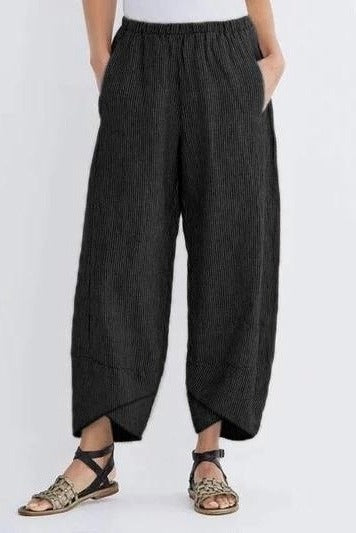 Pantalon Décontracté à Rayures Avec Poches Coupe Ample Confortable Pour Tous les Jours