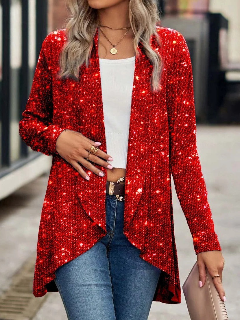 Cardigan Paillettes Étincelantes Léger Ouvert Amawinc Pour Style Quotidien Et Tenue De Soirée