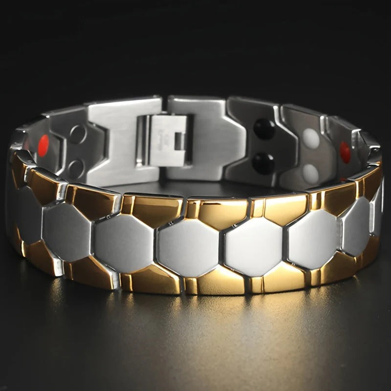 Bracelet Homme Géométrique À Maillons Hexagonaux Or Doré Avec Fermoir Réglable Pour Porter Au Quotidien
