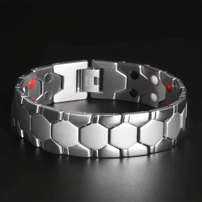 Bracelet Homme Géométrique À Maillons Hexagonaux Or Doré Avec Fermoir Réglable Pour Porter Au Quotidien