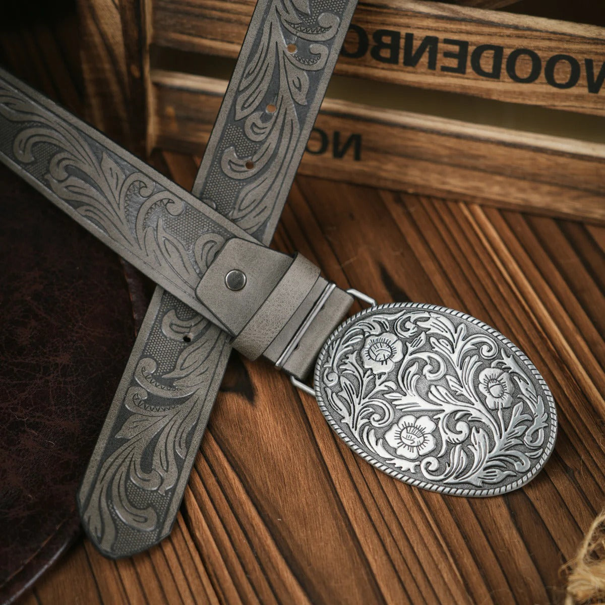 Ceinture En Cuir Style Western Pour Hommes Avec Boucle En Laiton Ornée Pour Casual Et Formelle