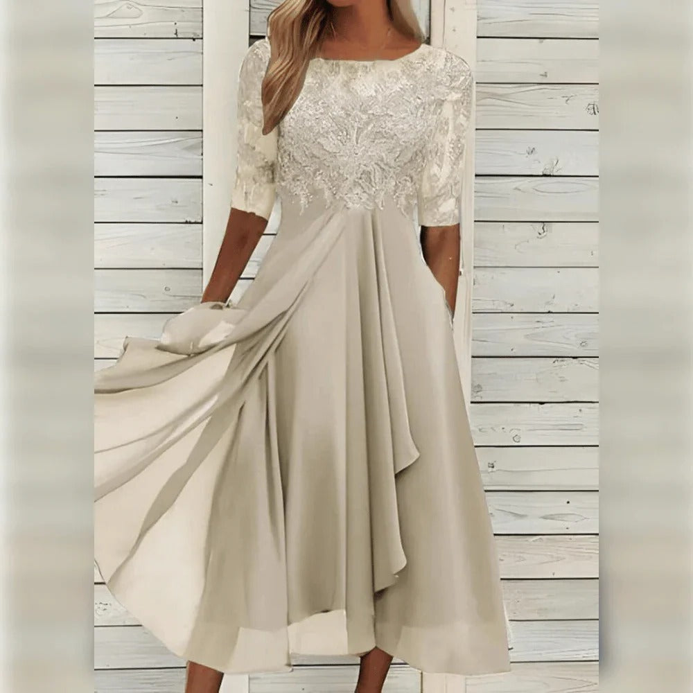 Robe Élégante Pour Femmes Amawinc Confortable Et Polyvalente Corsage En Dentelle Et Jupe Fluide Pour Occasions Spéciales