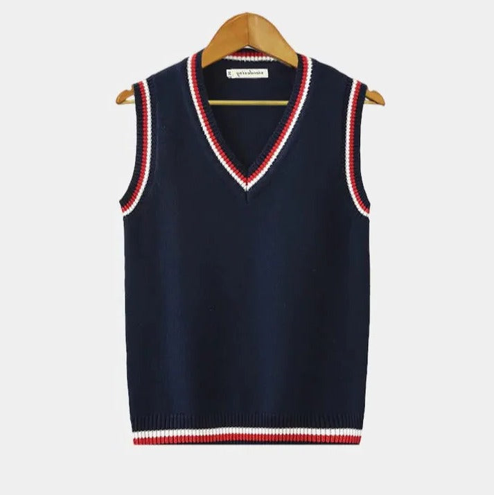Gilet Sans Manches Sportif À Encolure V Polyvalent Pour Décontracté Et Chic À Porter Avec Maille Côtelée