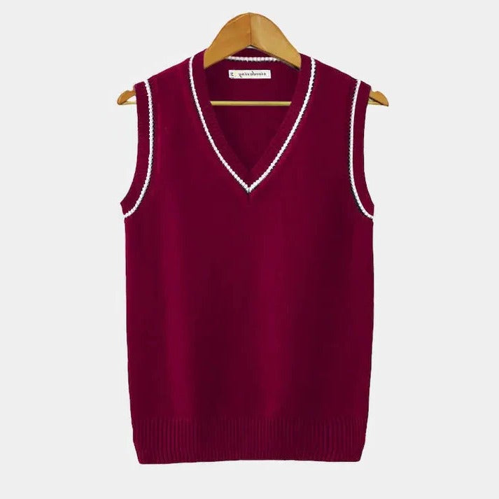 Gilet Sans Manches Sportif À Encolure V Polyvalent Pour Décontracté Et Chic À Porter Avec Maille Côtelée