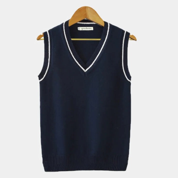 Gilet Sans Manches Sportif À Encolure V Polyvalent Pour Décontracté Et Chic À Porter Avec Maille Côtelée