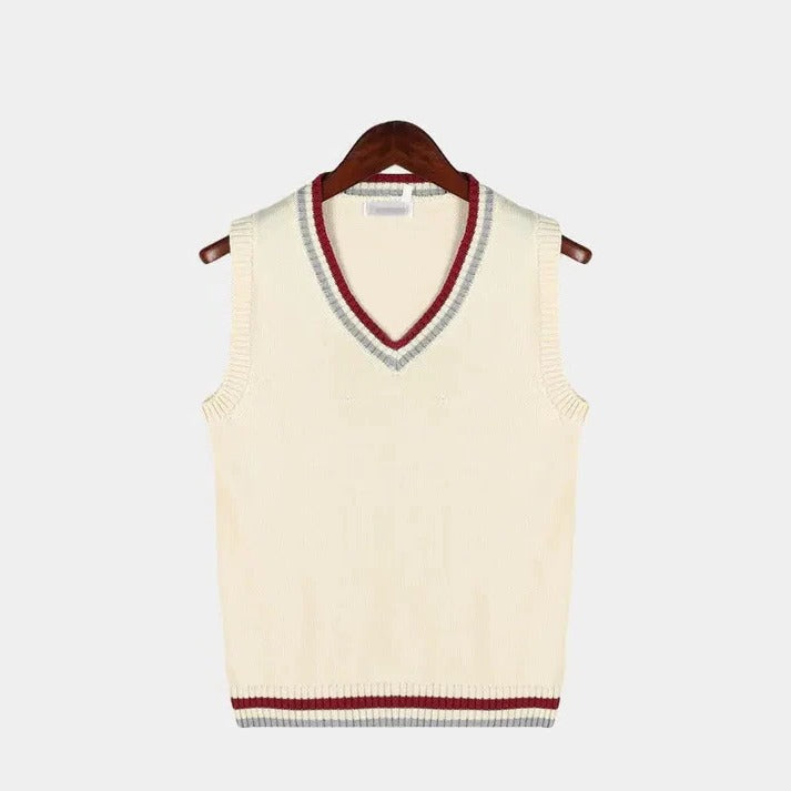 Gilet Sans Manches Sportif À Encolure V Polyvalent Pour Décontracté Et Chic À Porter Avec Maille Côtelée