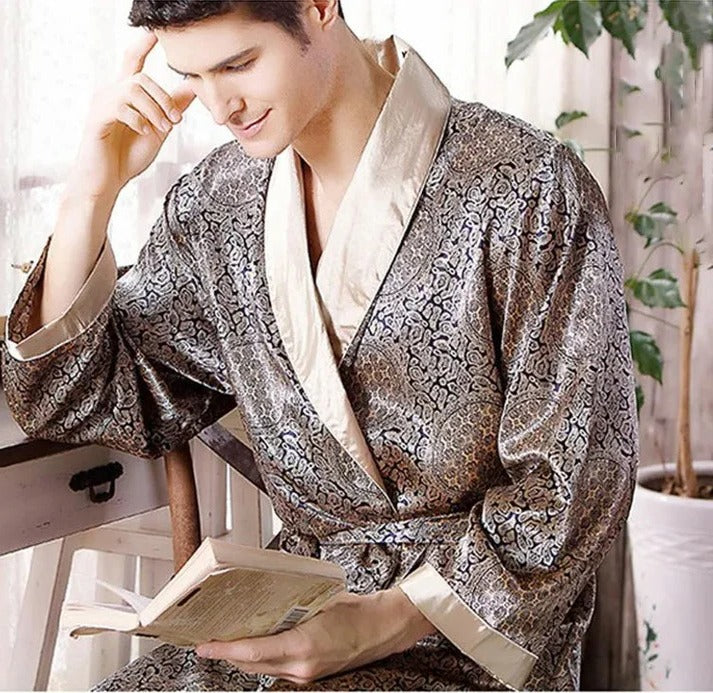 Amawinc Kimono Robe Pour Homme À Motifs Léger Pour Détente Confort Décontracté Et Élégance