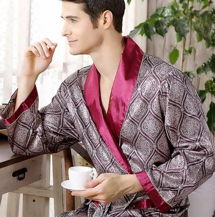Amawinc Kimono Robe Pour Homme À Motifs Léger Pour Détente Confort Décontracté Et Élégance