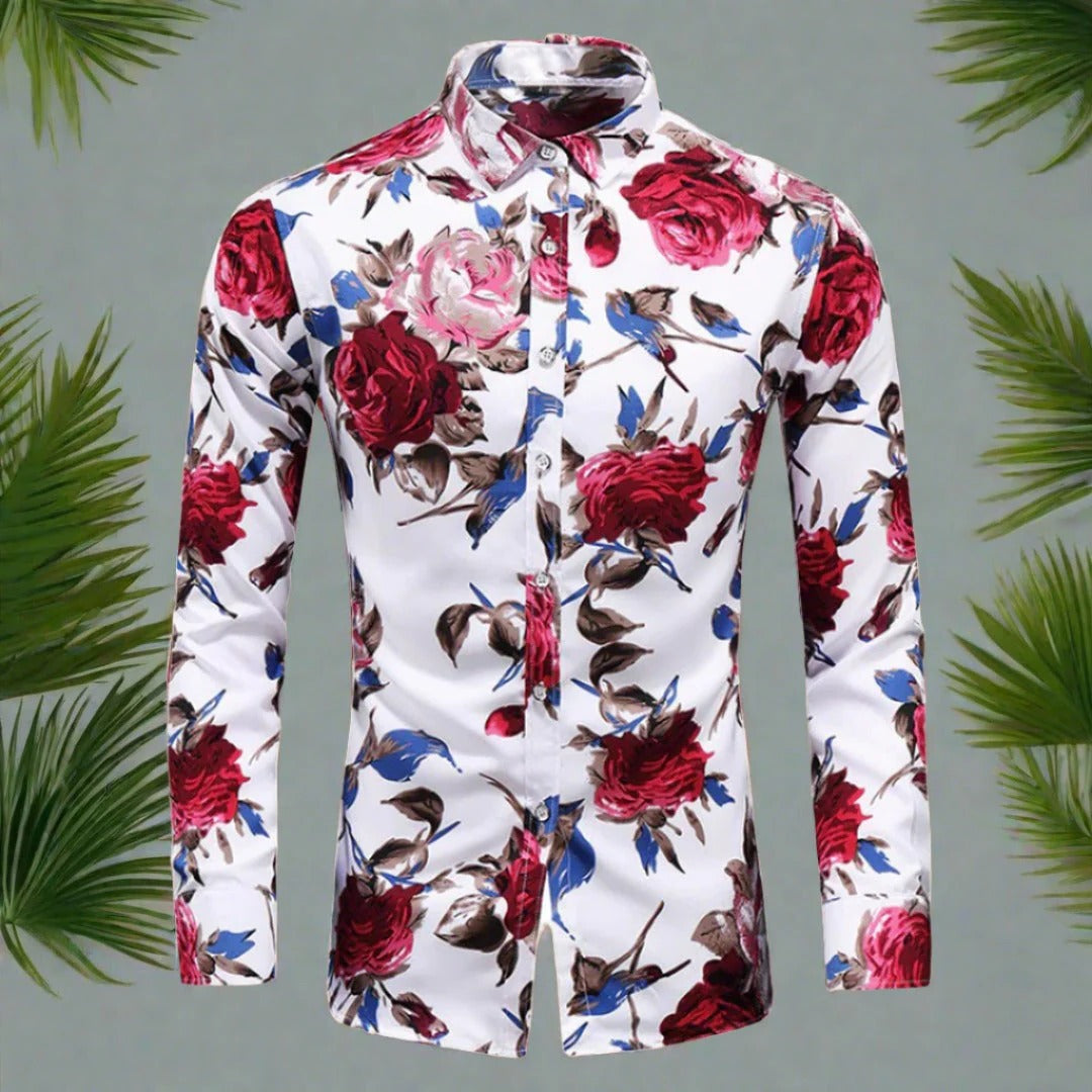 Chemise Homme À Manches Longues Motif Floral Décontractée Respirante Amawinc Pour Le Quotidien