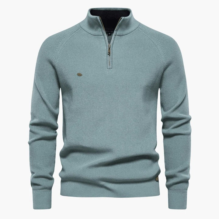 Amawinc Pull En Maille Pour Homme Bleu Marine Col Zip Quart Professionnel Et Décontracté