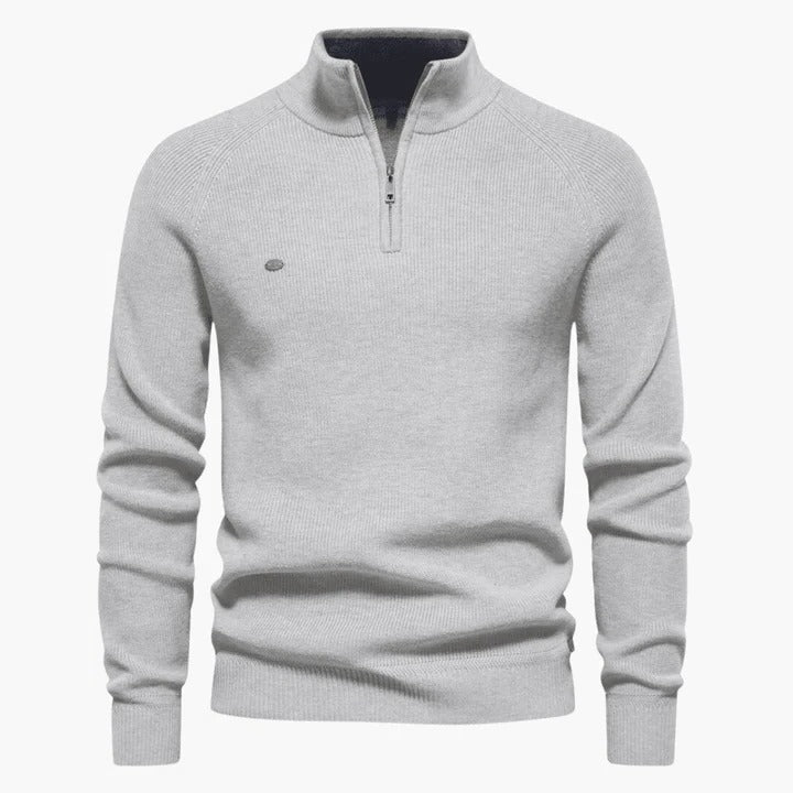 Amawinc Pull En Maille Pour Homme Bleu Marine Col Zip Quart Professionnel Et Décontracté