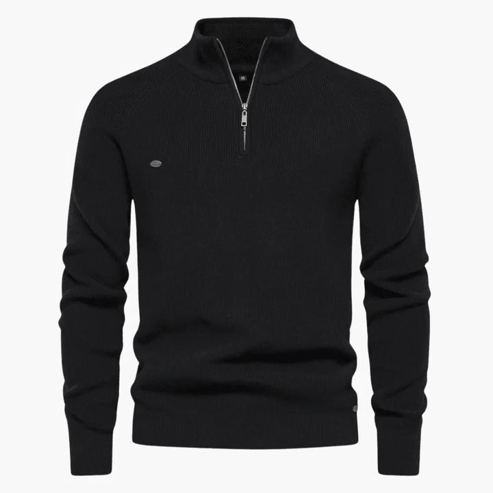 Amawinc Pull En Maille Pour Homme Bleu Marine Col Zip Quart Professionnel Et Décontracté