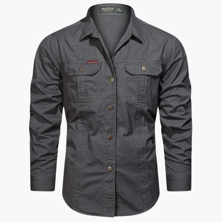 Chemise Cargo À Manches Longues Pour Homme Amawinc Avec Poches Frontales Khaki Polyvalente Pour Tous Les Jours