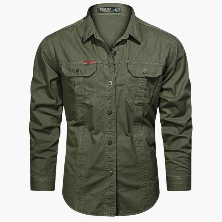 Chemise Cargo À Manches Longues Pour Homme Amawinc Avec Poches Frontales Khaki Polyvalente Pour Tous Les Jours