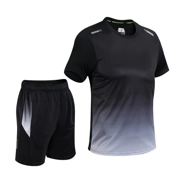 Amawinc Ensemble Activewear Dégradé Deux Pièces Homme Bleu au Noir Léger et Durable Pour Entraînements Courses Extérieur
