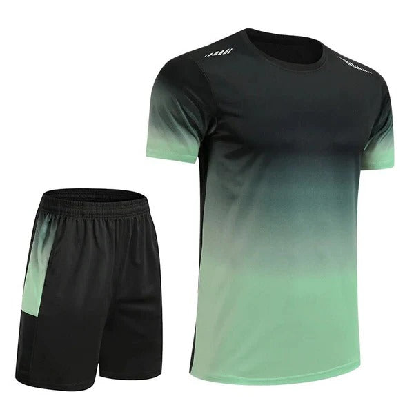 Amawinc Ensemble Activewear Dégradé Deux Pièces Homme Bleu au Noir Léger et Durable Pour Entraînements Courses Extérieur