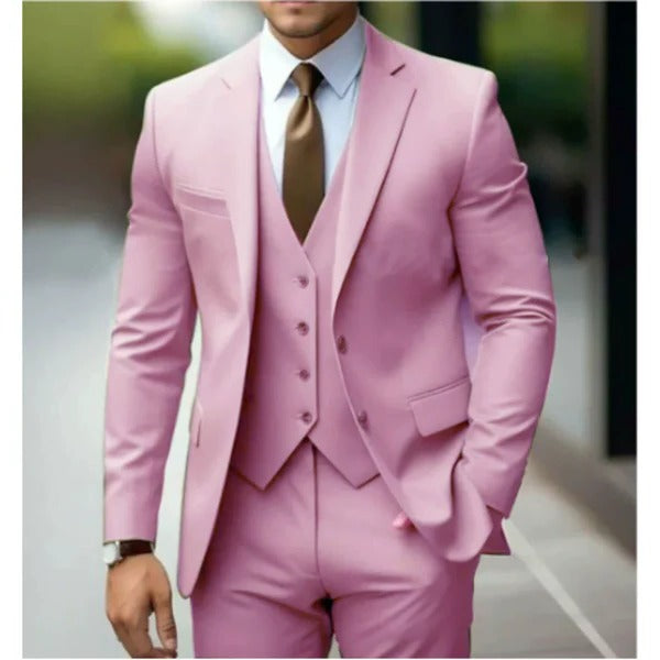 Amawinc Costume Homme Trois Pièces à Deux Boutons Veste Gilet Pantalon pour Mariages Réceptions et Affaires
