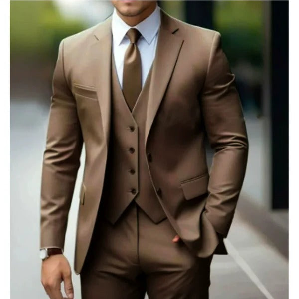 Amawinc Costume Homme Trois Pièces à Deux Boutons Veste Gilet Pantalon pour Mariages Réceptions et Affaires