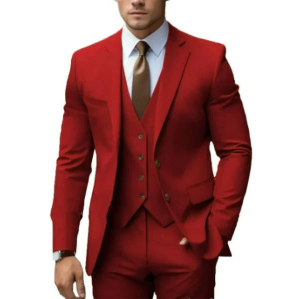 Amawinc Costume Homme Trois Pièces à Deux Boutons Veste Gilet Pantalon pour Mariages Réceptions et Affaires