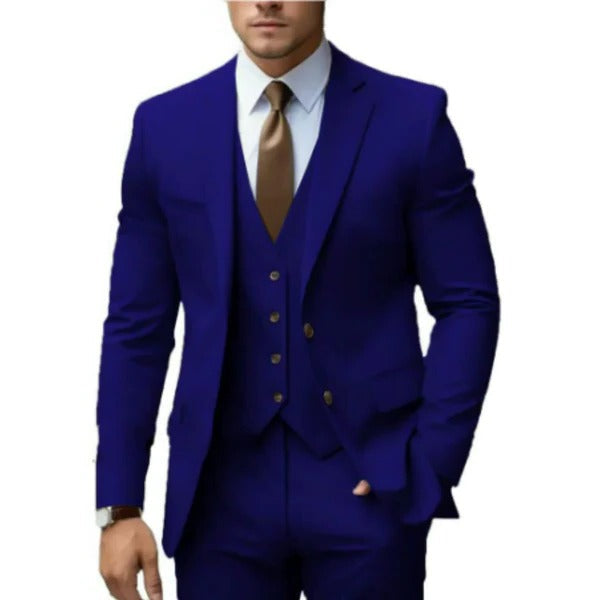 Amawinc Costume Homme Trois Pièces à Deux Boutons Veste Gilet Pantalon pour Mariages Réceptions et Affaires