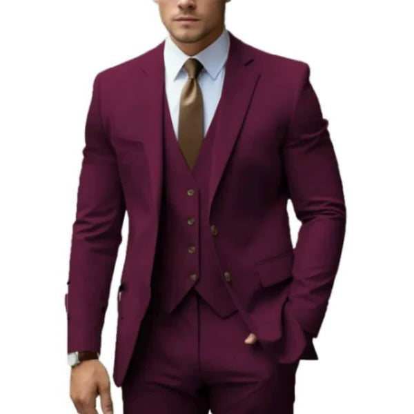 Amawinc Costume Homme Trois Pièces à Deux Boutons Veste Gilet Pantalon pour Mariages Réceptions et Affaires