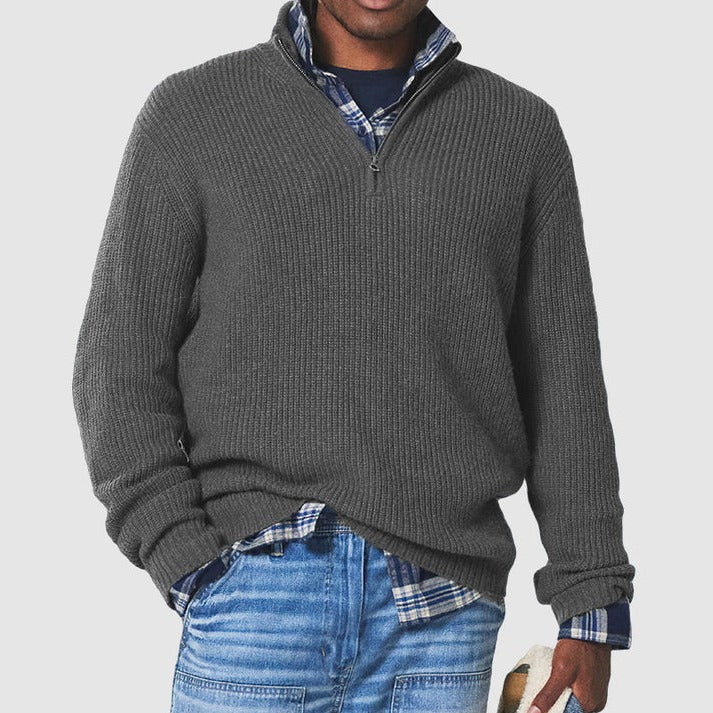 Amawinc Pull Homme Demi Zip Maille Cotele Chaud Pour Quotidien Look Structuré Et Confortable