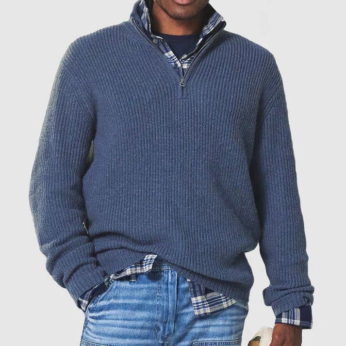 Amawinc Pull Homme Demi Zip Maille Cotele Chaud Pour Quotidien Look Structuré Et Confortable