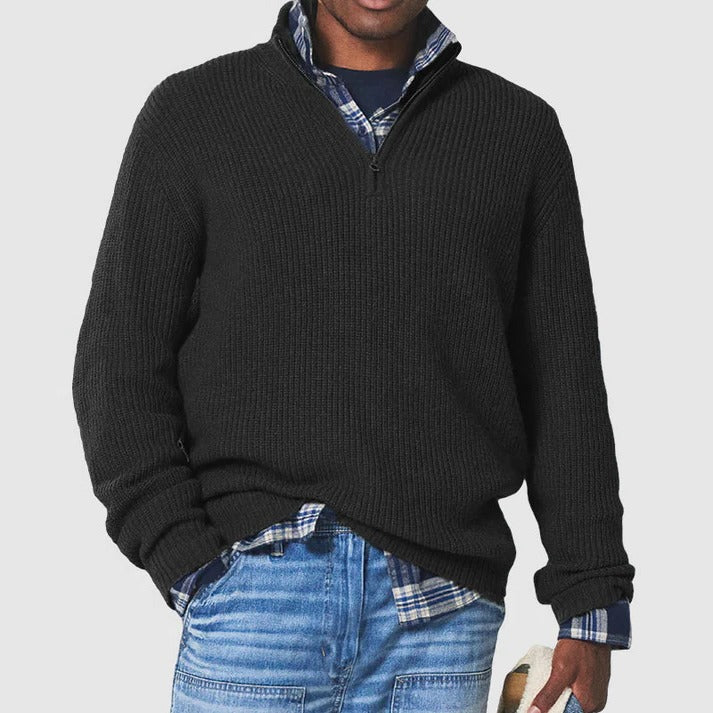 Amawinc Pull Homme Demi Zip Maille Cotele Chaud Pour Quotidien Look Structuré Et Confortable