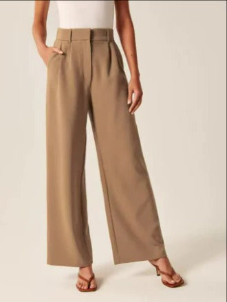 Pantalon Femme Taille Haute À Jambe Large Confortable Coupe Décontractée Pour Travail Loisirs